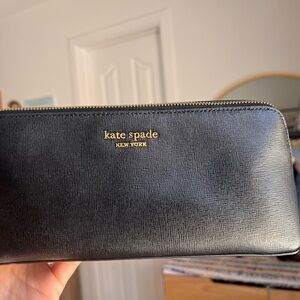 Kate Spade Black Cosmetic Bag Sleek Saffiano Design
